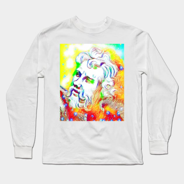 Epictetus Colourful Portrait | Epictetus Artwork 11 Long Sleeve T-Shirt by JustLit